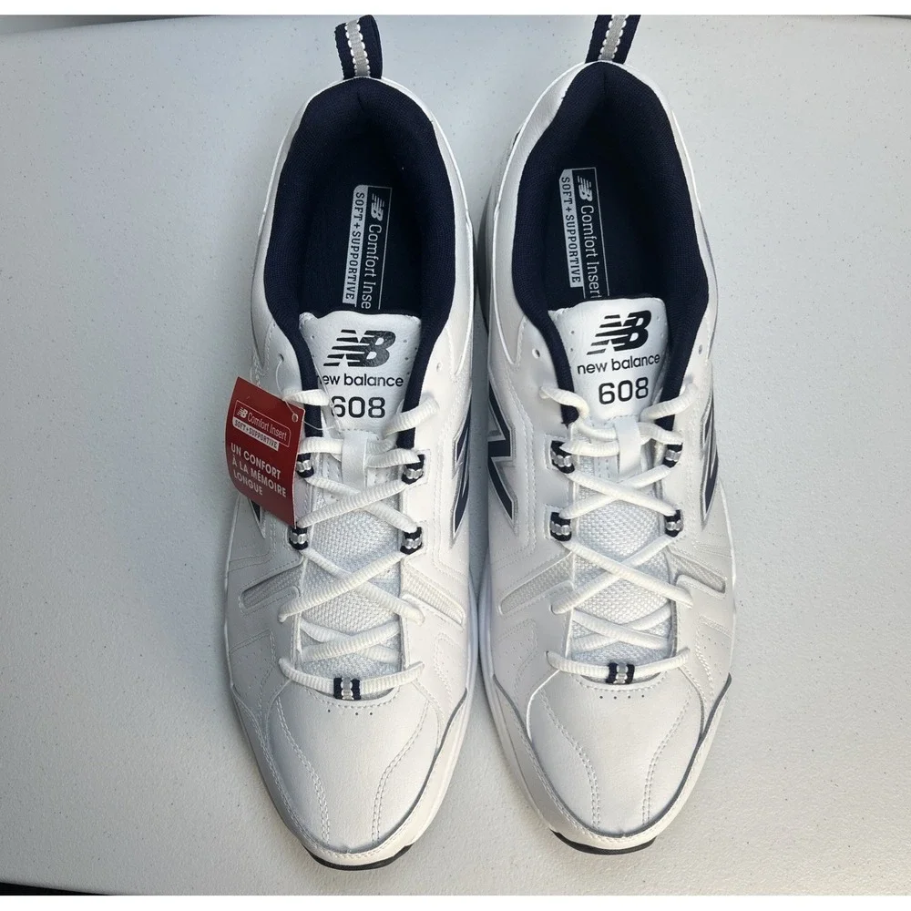 New Balance 608v5 Men's Cross Trainer White Navy MX608WN5 Size 16 D NIB‎